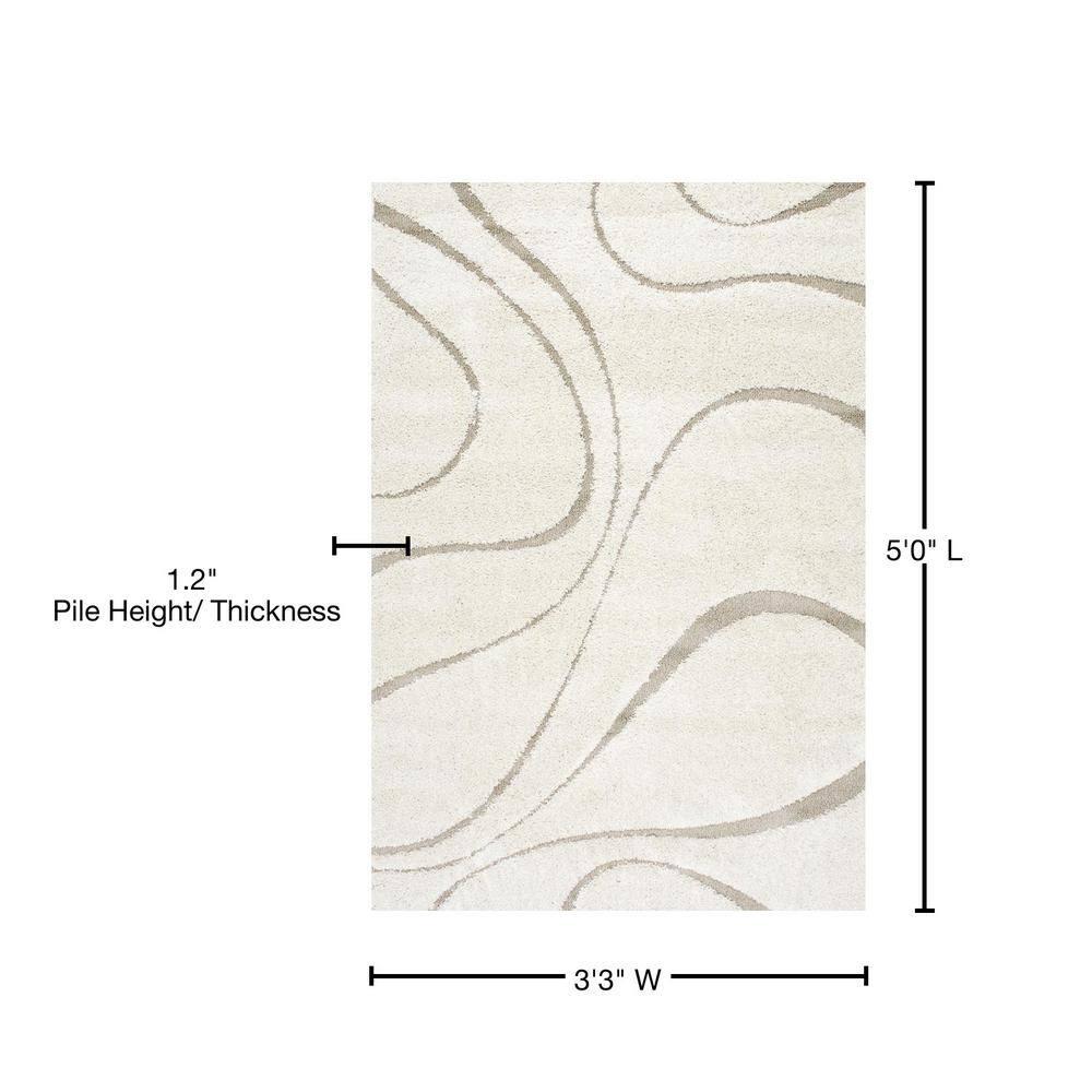 Nuloom Carolyn Abstract 3x5 Accent Shag Indoor Area Rug for Living Room Bedroom Dining Room Nursery Entryway, Cream/Beige