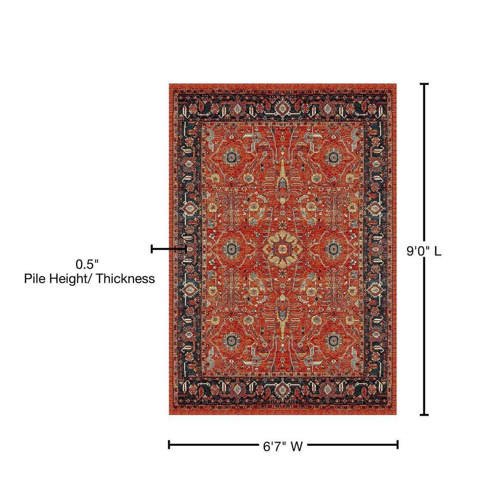 Vintage Hamadan VTH220 Power Loomed Indoor Area Rug - Orange/Navy - 6'7"x9' - Safavieh.