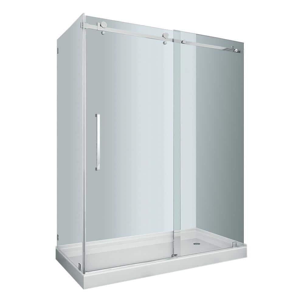 Moselle 60" W x 35" D x 77.5" H Frameless Rectangle Sliding Shower Enclosure with Base Included