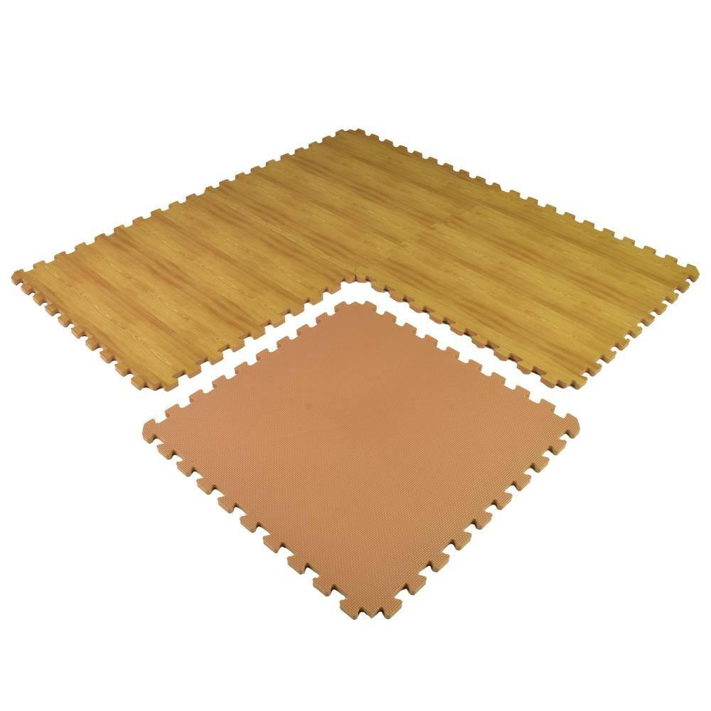 Greatmats Wood Grain Interlocking Wood Look Reversible Foam Tiles 1/2 Inch x 2x2 Ft. Light Wood/Tan 15 Pack