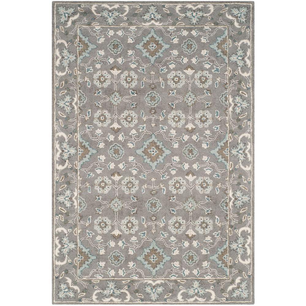 Blossom BLM218 Hand Tufted Area Rug - Grey - 4'x6' - Safavieh.