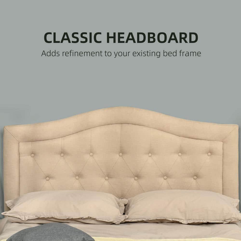 HOMCOM Upholstered Headboard, Button Tufted Bedhead Board, Home Bedroom Decoration for Full-Sized Beds, Beige