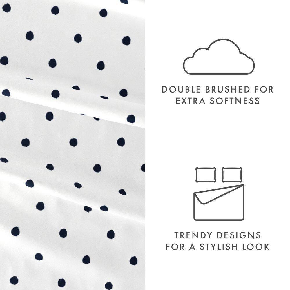 IEnjoy Home Polka Dots Navy & White Pattern Sheet Set