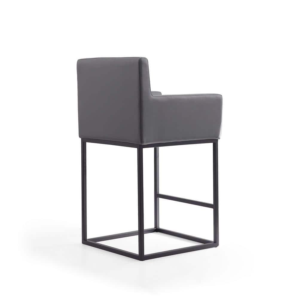 Ambassador Metal Counter Height Barstool Gray - Manhattan Comfort: Upholstered, Fixed Height, Footrest
