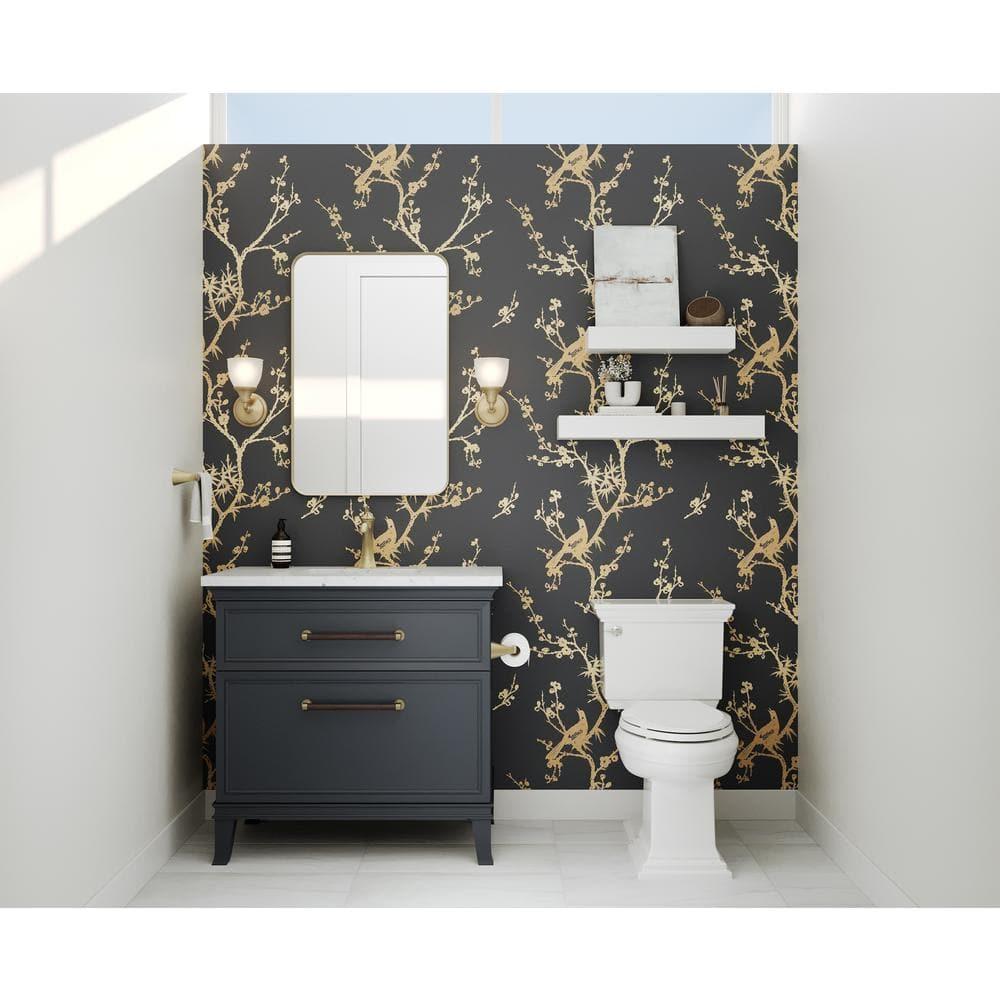 Tempaper & Co.® x Cynthia Rowley Bird Watching Removable Peel and Stick Wallpaper, Black and Gold, 56 sq ft: Vinyl, Self-Adhesive