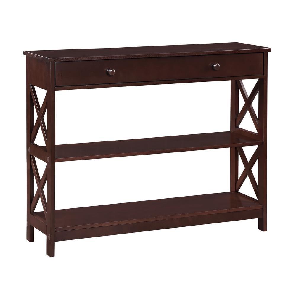 Convenience Concepts Oxford  Console Table with Drawer in Espresso Wood Finish