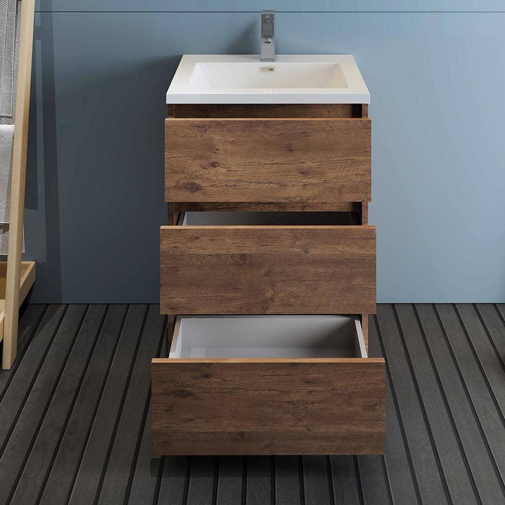 Lazzaro 24" Freestanding Modern Bathroom Vanity with Integrated Single Sink - Faucet Not Included