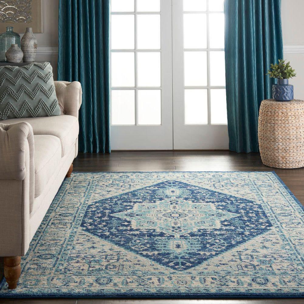 Nourison Tranquil Persian Indoor Rug Ivory Navy 4' x 6'