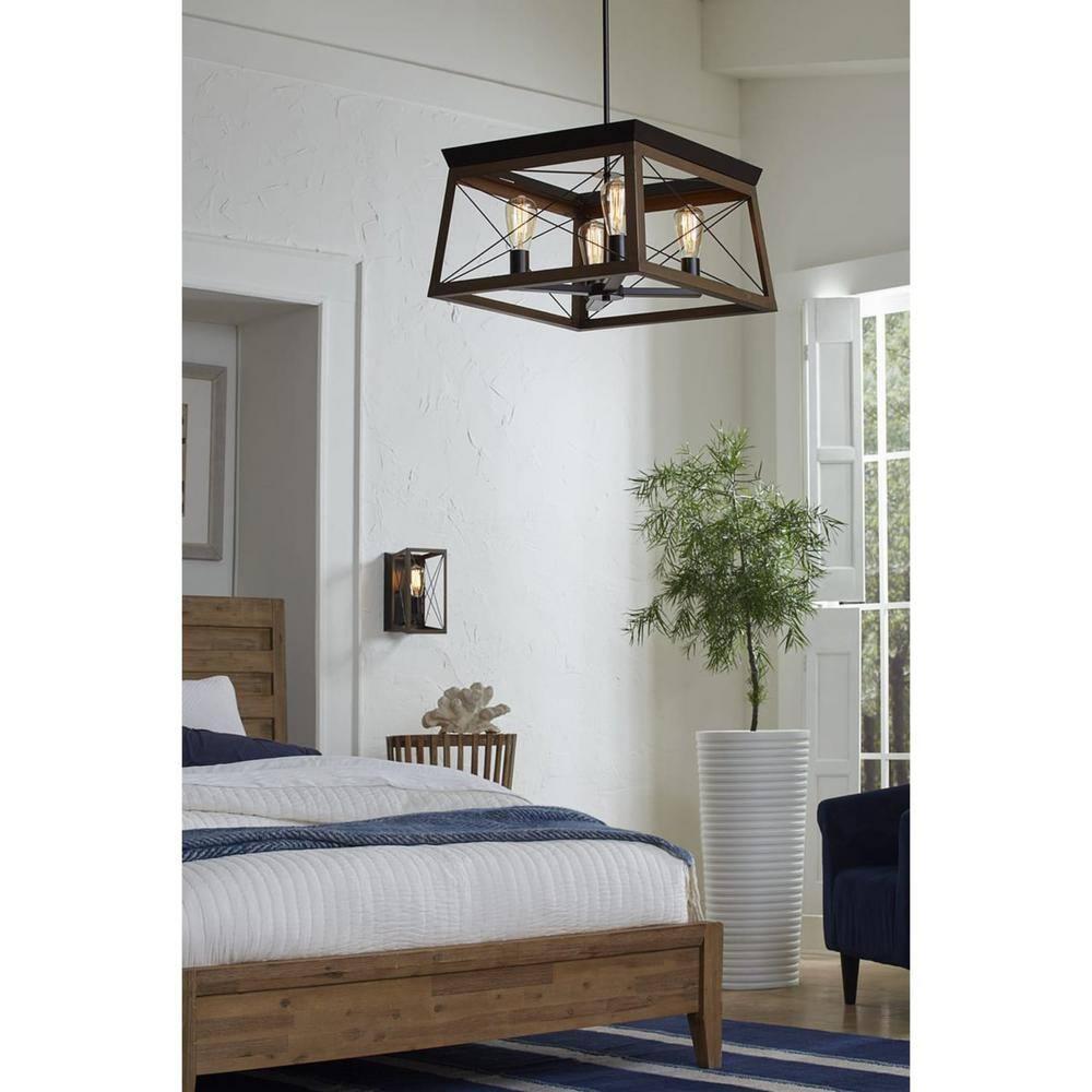 Progress Lighting Briarwood Antique Bronze Wall Sconce With Faux Wood Enclosure