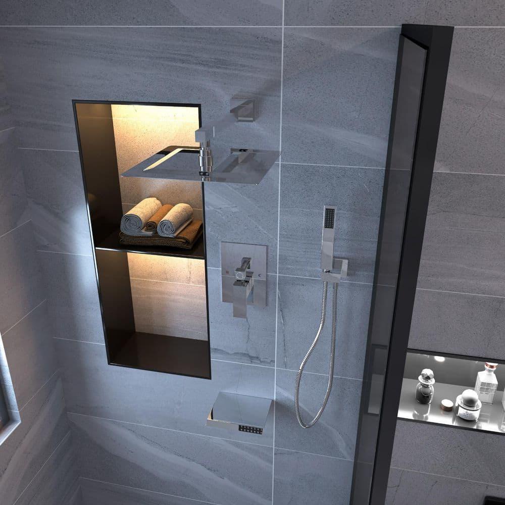 3-Spray Patterns With 2.5 GPM 12 in. Showerhead Wall Mounted Dual Shower Heads with Valve