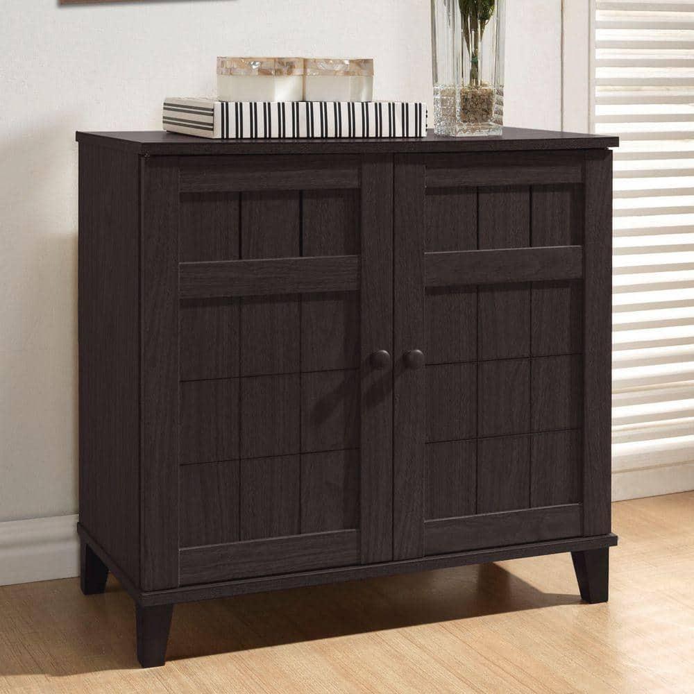 Glidden Wood Modern Shoe Cabinet (Short) Dark Brown - Baxton Studio