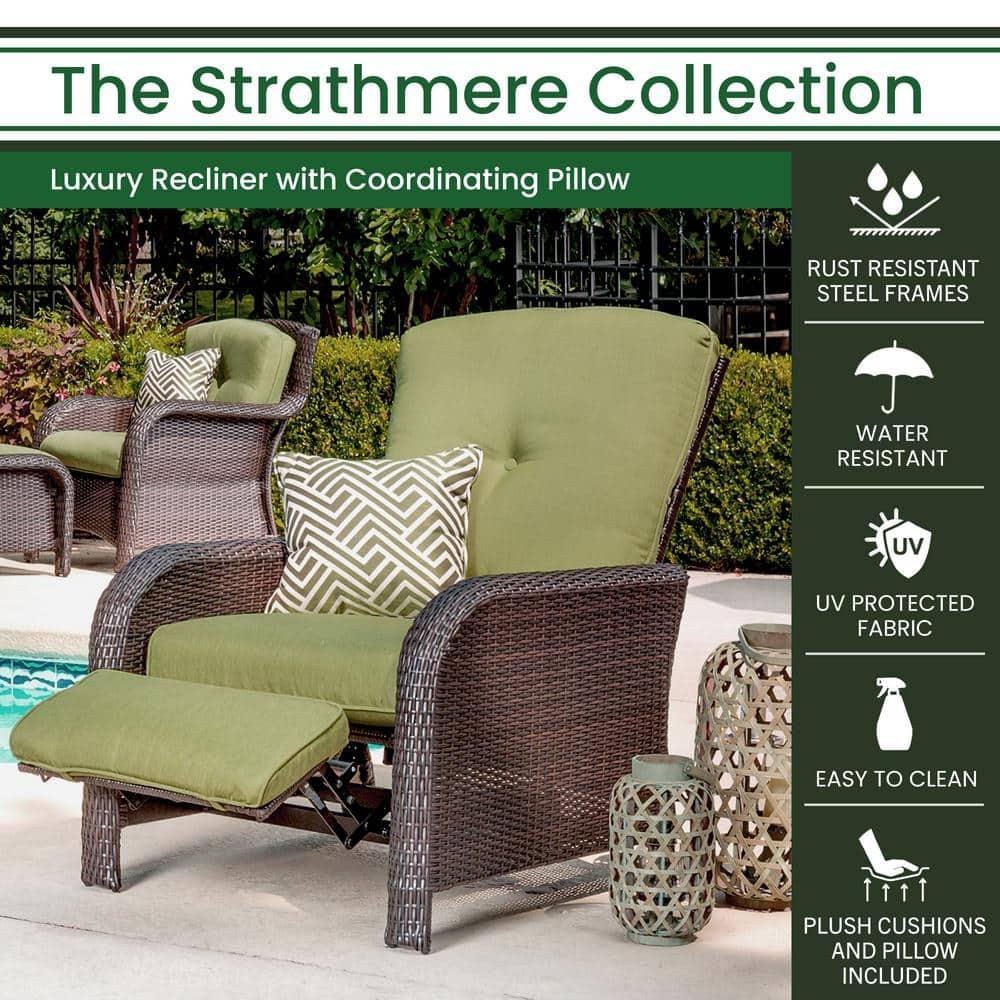 Hanover Strathmere Wicker and Steel Outdoor Patio Lounge Chair, Cilantro Green