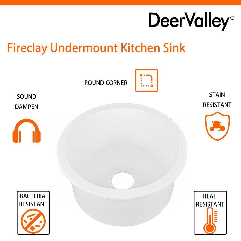 Circular Fireclay 18.5" x 18.5" Undermount/Drop-In Kitchen Sink with Basket Strainer and Sink Grid