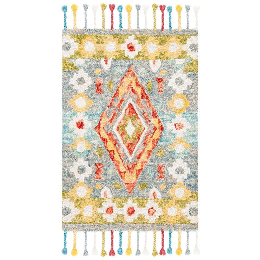 Aspen APN119 Hand Tufted Accent Rug - Grey/Red - 2' X 3' - Safavieh.