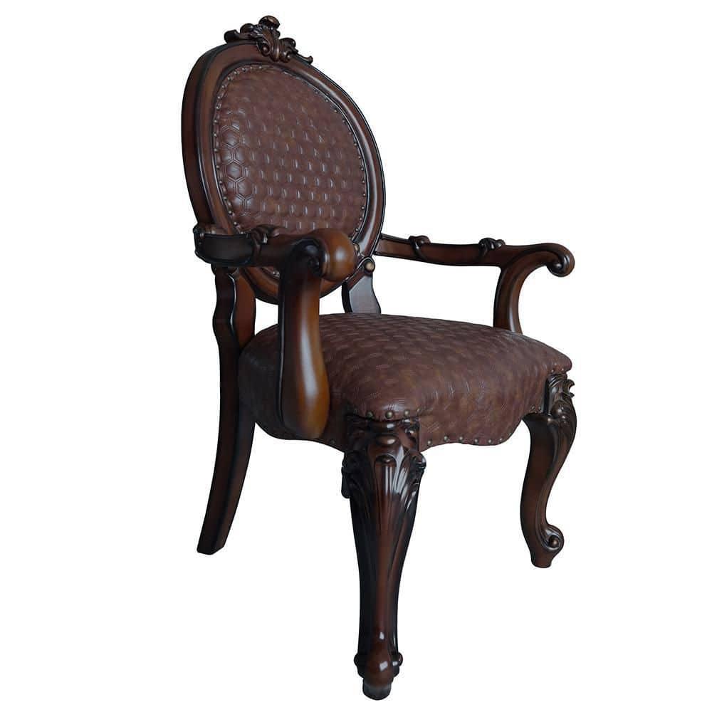 Acme Furniture Versailles 26" Dining Chairs Cherry Finish: Leather Upholstery, Nailhead Trim, No Assembly Required