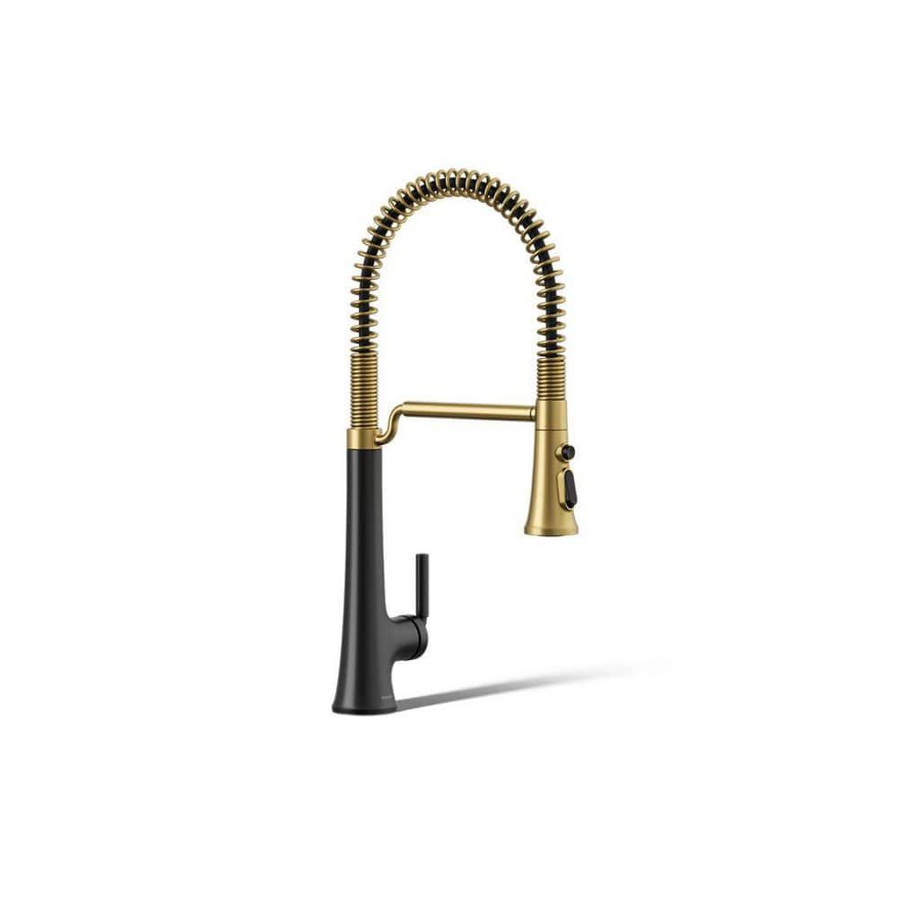 Kohler Tone Single Handle Semi-Professional Pre-Rinse Kitchen Sink Faucet with Three-Function Pull Down Sprayer