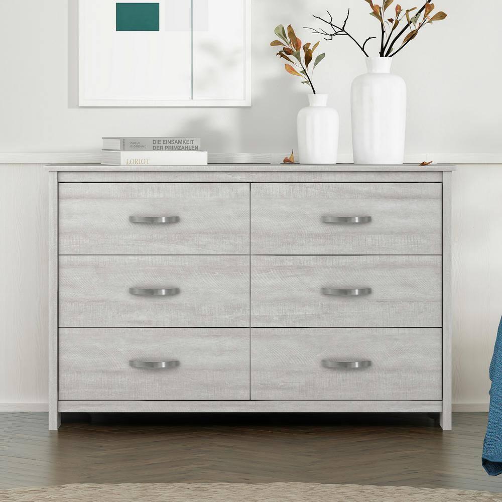 Galano Layton Dusty Gray Oak 6 Drawer 47.2 in. Wide Dresser (Sturdy, Effortless Assembly with Interlocking Drawers)