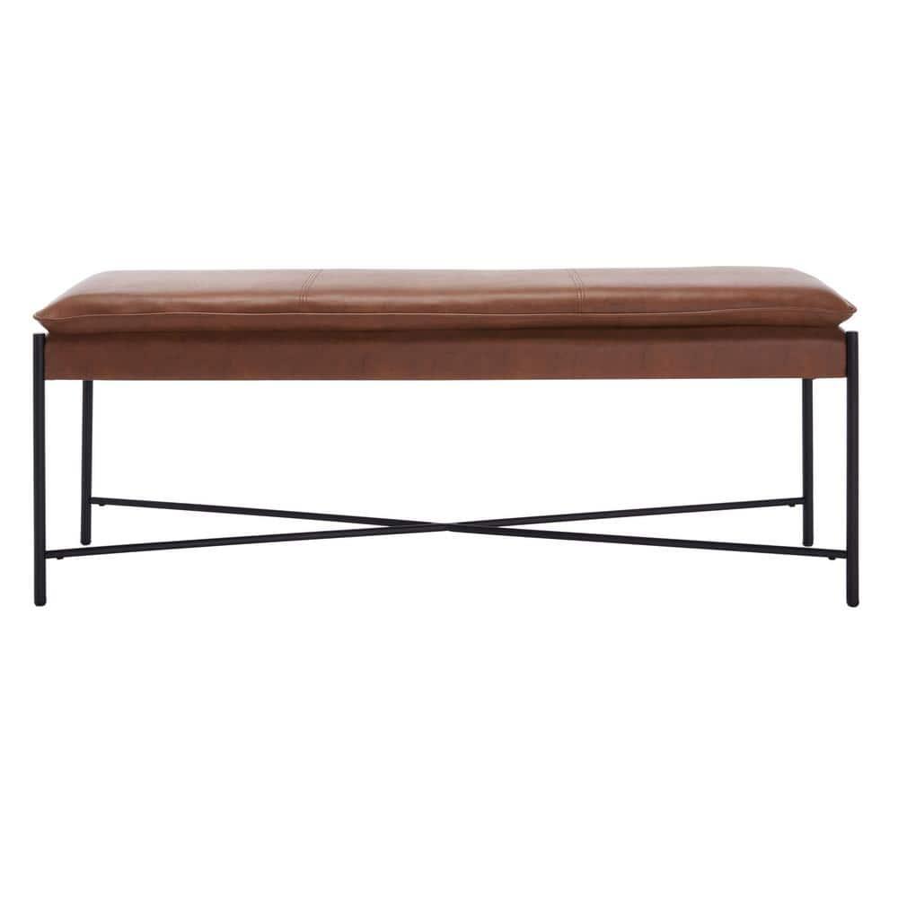 Kara Cushioned X Bench - Brown/Black - Safavieh