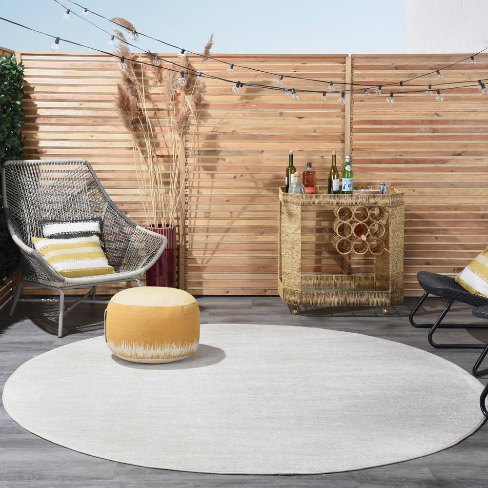 Nourison Essentials Easy Care Indoor Outdoor Area Rug - Ivory Beige 10' x Round