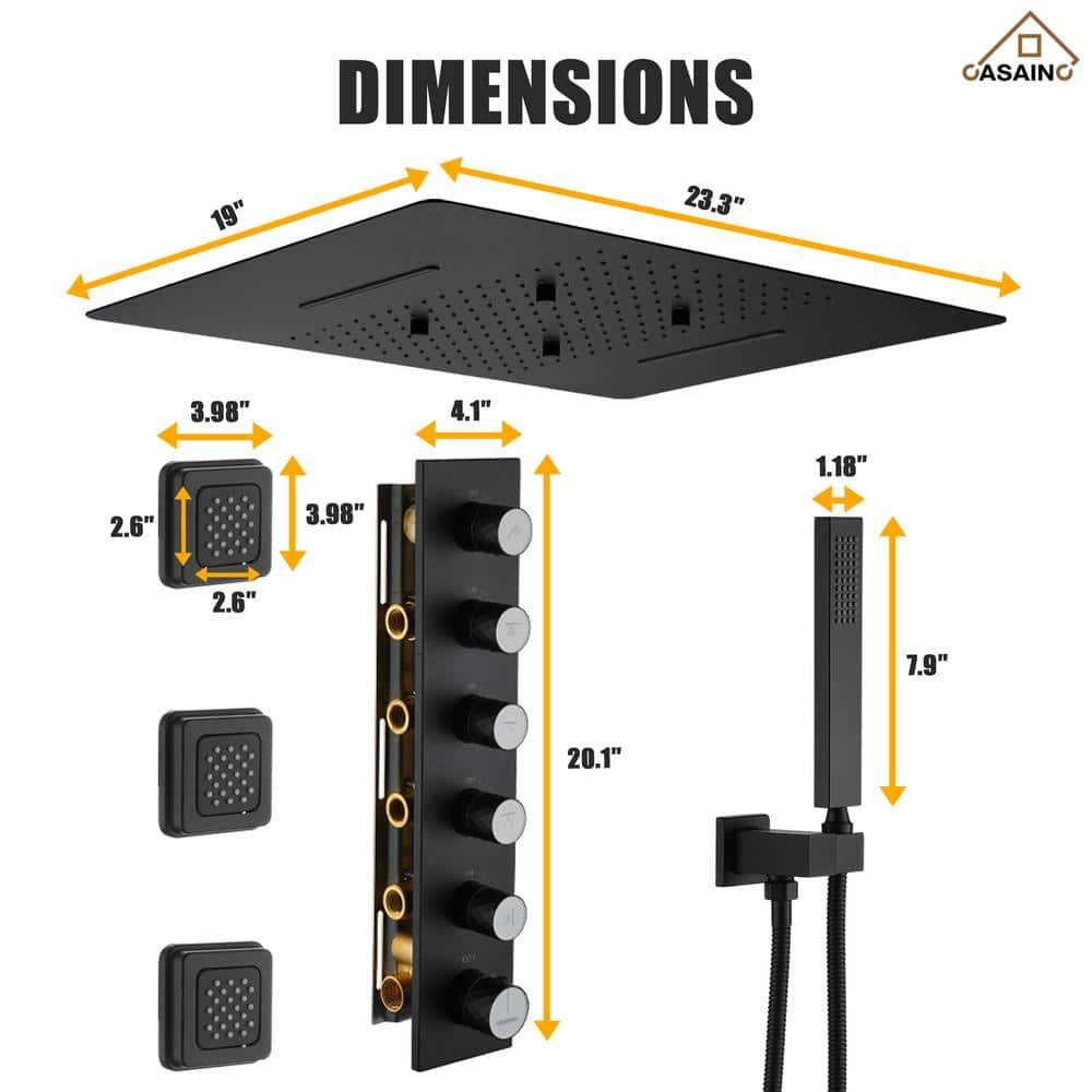 CASAINC Luxury Concealed Large Overhead Spray Multifunctional Shower