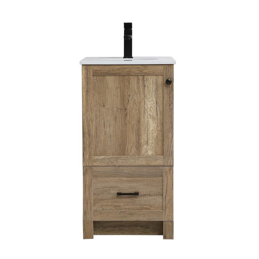 18 in. Single Bathroom Vanity, Natural Oak