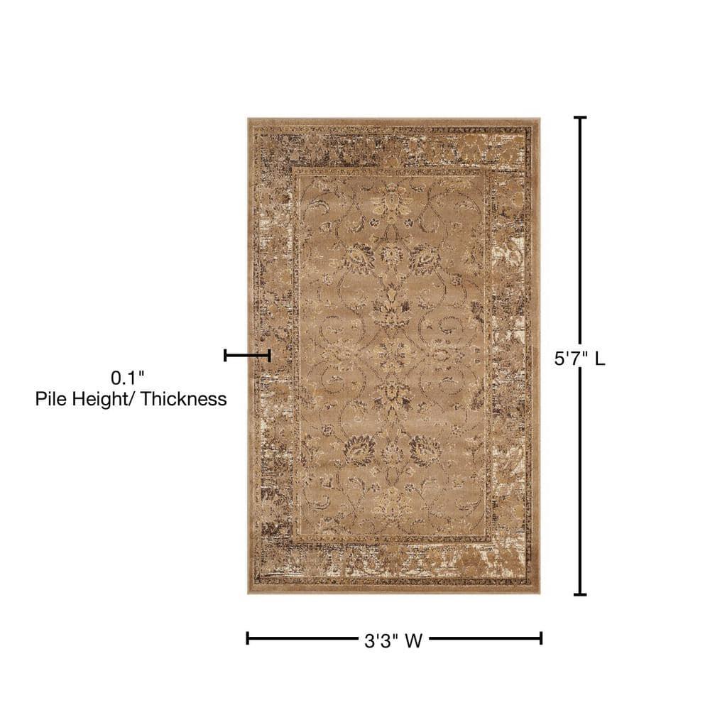 Vintage VTG117 Power Loomed Indoor Skid-Resistant Accent Rug - Taupe - 3'3"x5'7" - Safavieh