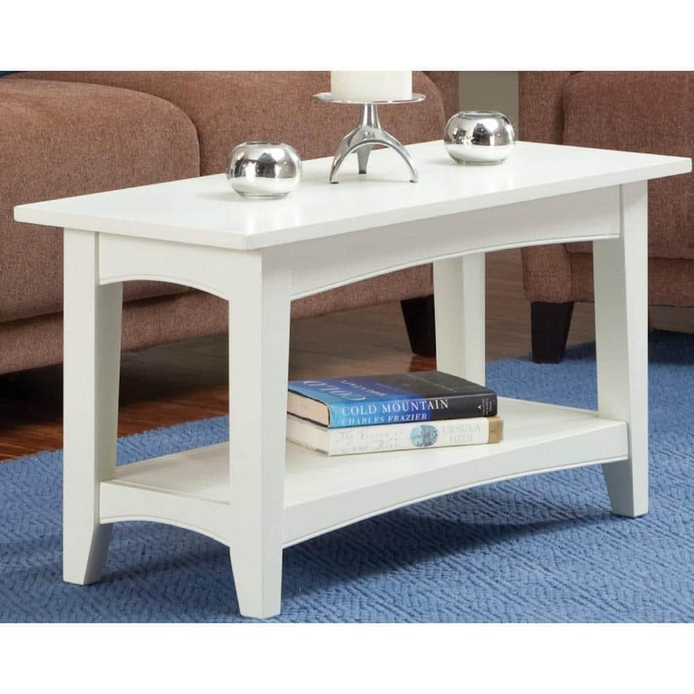 Alaterre Furniture Shaker Cottage Bench with Shelf, Ivory