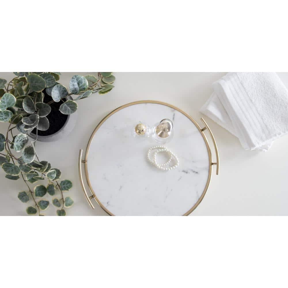 Kate and Laurel Marbury Tray, 14" Diameter, Gold