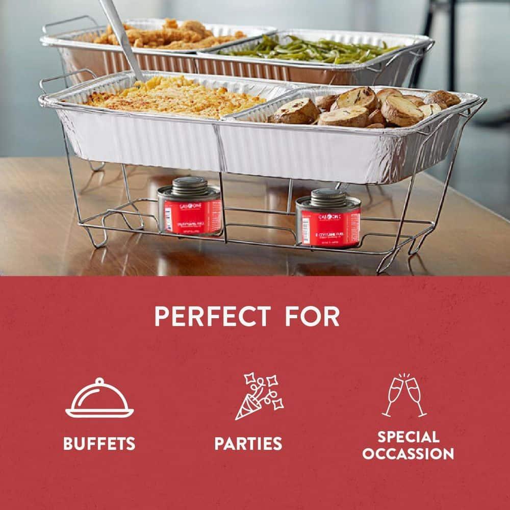 Alpha Living 70027 33-Pcs Disposable Chaffing Buffet with-Covers, Utensils, 6Hr Fuel Cans – Premium Chafing Dish Set for Events, Parties, Catering