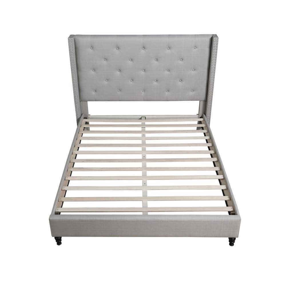 Best Master Furniture Veronica Tufted Wingback Platform Bed Grey, Queen
