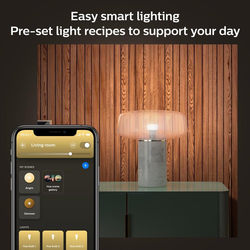 Philips Hue A19 75W Smart LED Bulb White: Dimmable, Smartphone Controlled, 1100 Lumens, Energy Star Certified