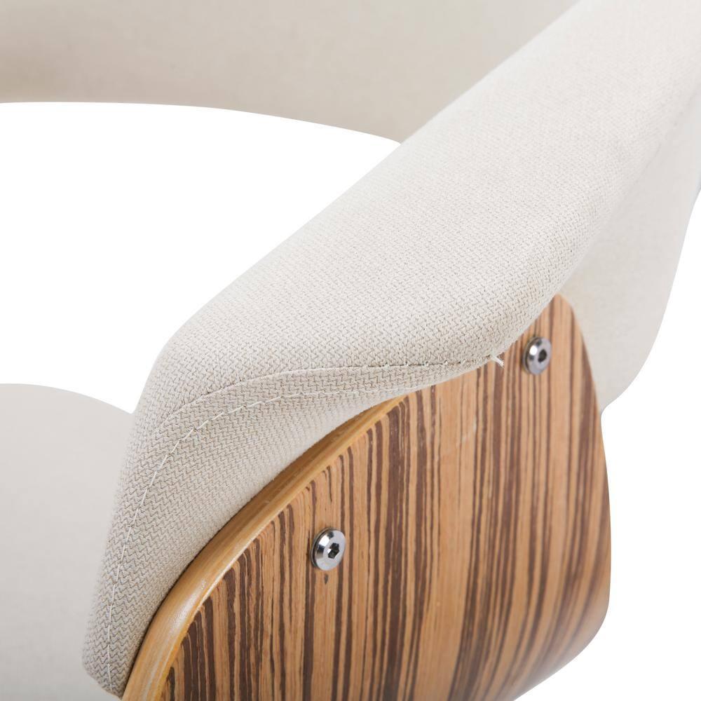 LumiSource Zebra Wood, Cream Fabric Vintage Mod Chair