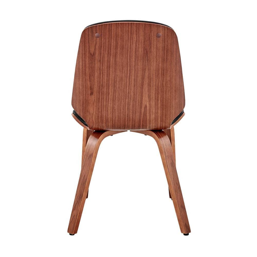 Armen Living Brinley 18" Faux Leather Dining Room Accent Chair in Black/Walnut