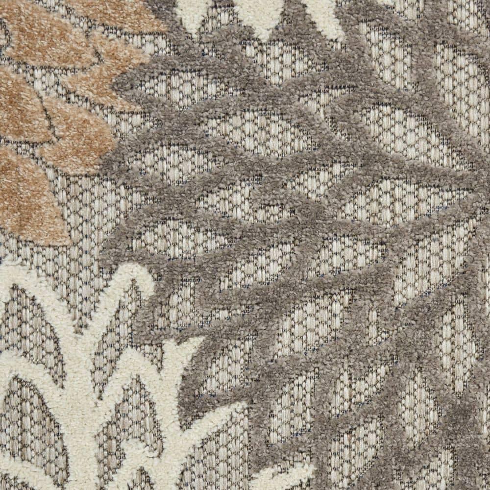 Nourison Aloha Floral Bloom Flatweave High-Low Indoor Outdoor Area Rug Natural 3'6" x 5'6"