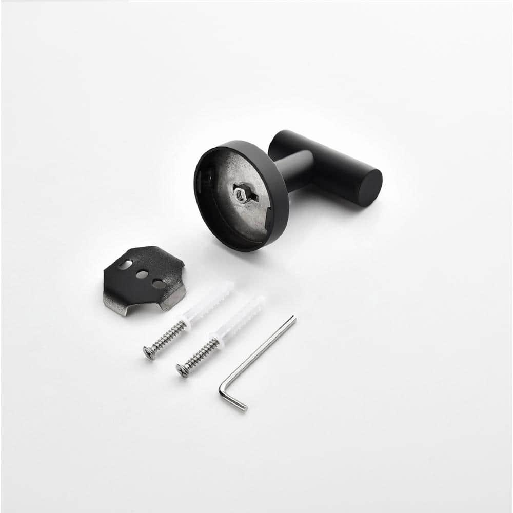 Angle Simple Matte Black Towel Hook 2 PCS, Stainless Steel Kitchen Bathroom Towel Holder, Round Coat Robe Hanger for Wall