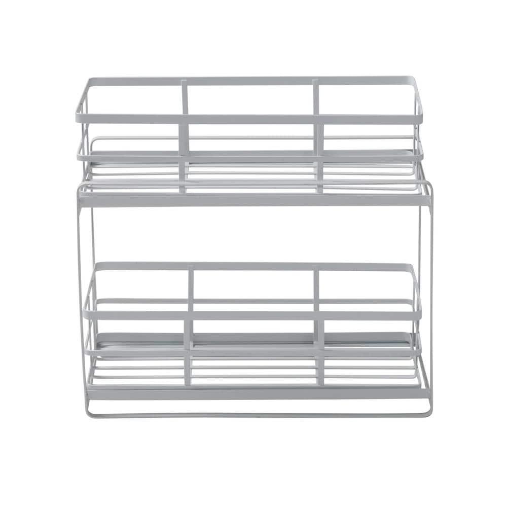 Honey-Can-Do Flat Wire Sliding Basket Organizer - White: Kitchen Organizer, Under Sink Storage, Steel, 12" H x 14" W x 8" D