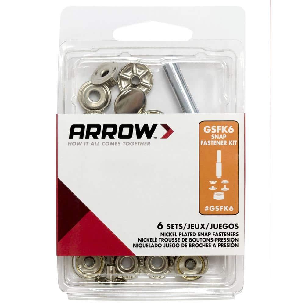 Arrow GSFK6 3/8" & 1/2", Screw Snap Fastener Kit, Brass Construction, 6-Pack