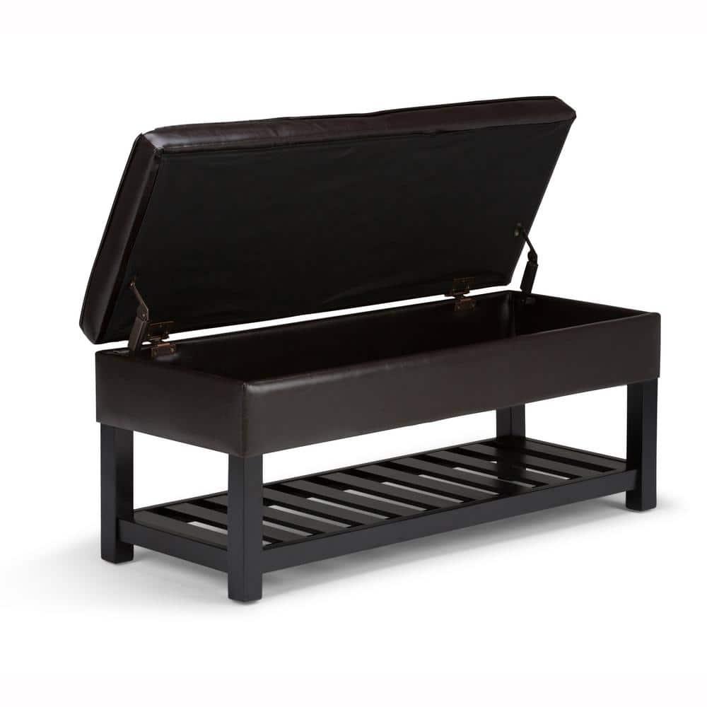 Simpli Home Cosmopolitan 44"W Transitional Tufted Storage Ottoman Bench with Lift Top