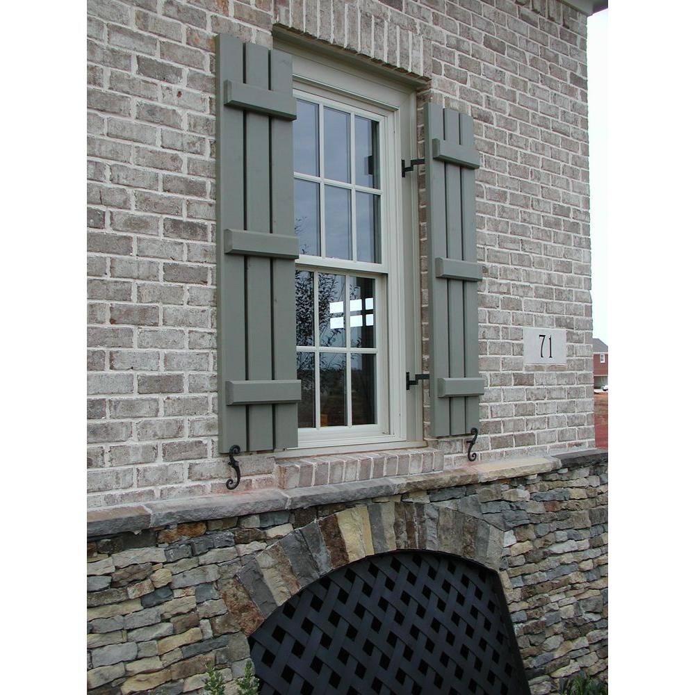 Ekena Millwork Exterior Four Board (2 Batten) Real Wood Pine Board-n-Batten Shutters (Per Pair) (Set of 2)