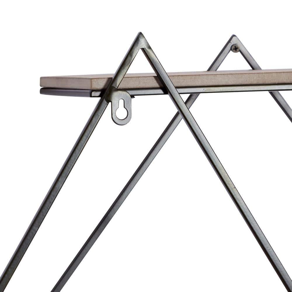 DecMode Brown Wood Contemporary Wall Shelf