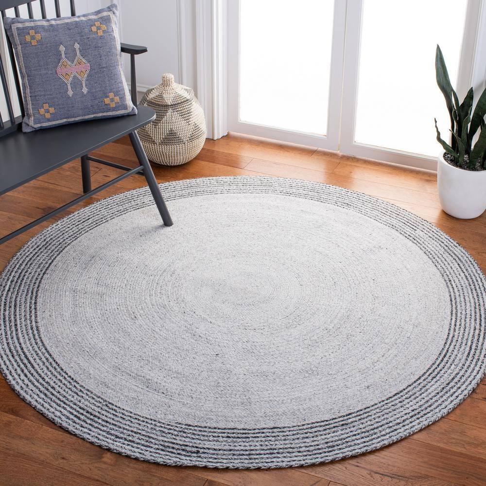 Cape Cod CAP223 Hand Woven Area Rug - Grey/Charcoal - 7' round - Safavieh.