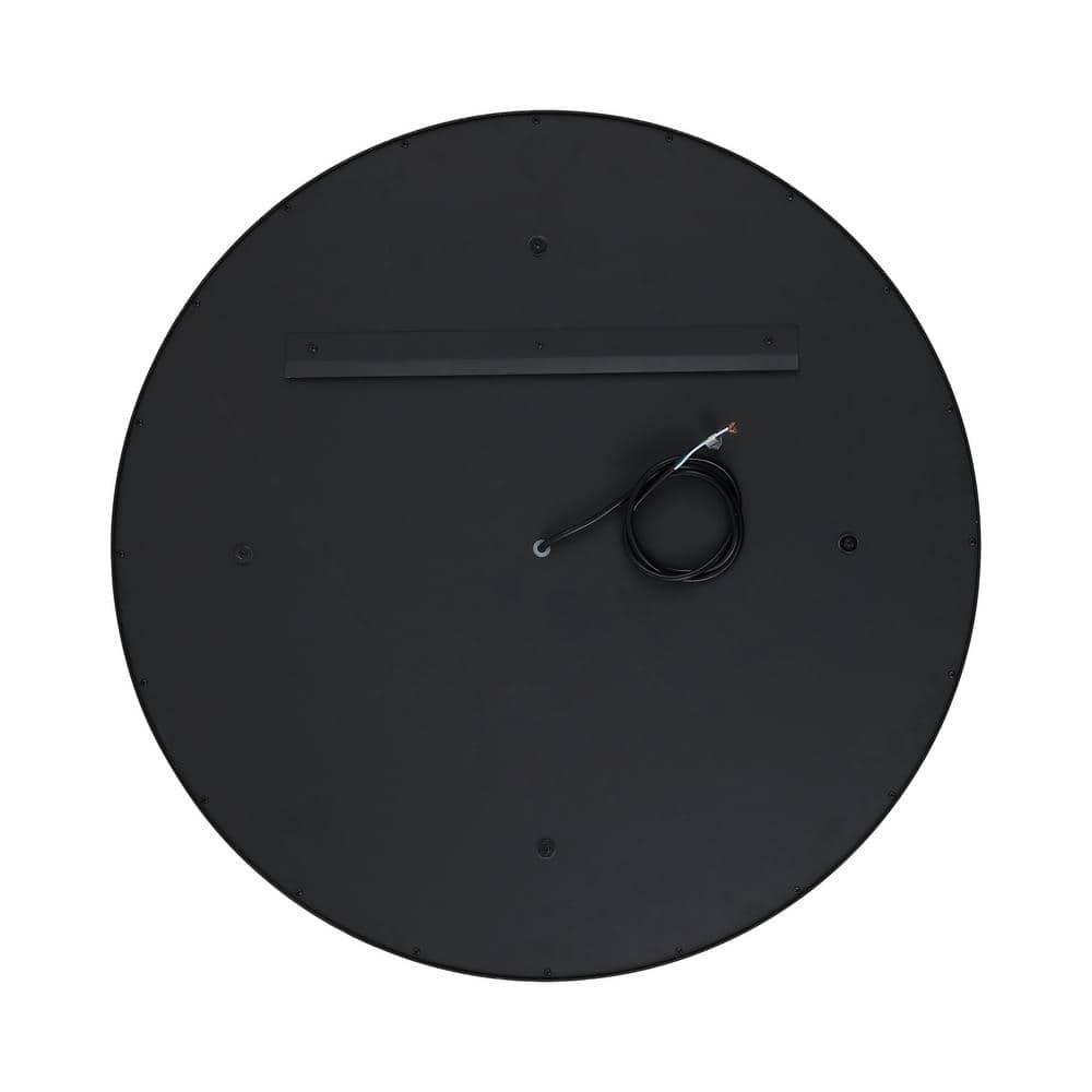 SAFAVIEH Erdem 30 Inch Aluminum Led Mirror, Black/Gold Leaf