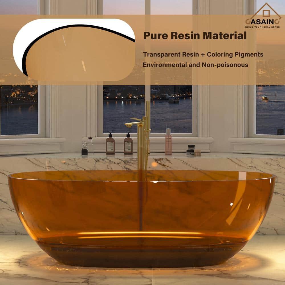 Marfa 67'' x 30'' Runway Semi Transparent Resin Freestanding Soaking Bathtub