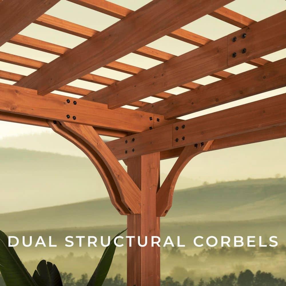 Backyard Discovery Beaumont 24'x12' Cedar Wood Patio Pergola Kit, Trellis Roof, PowerPort