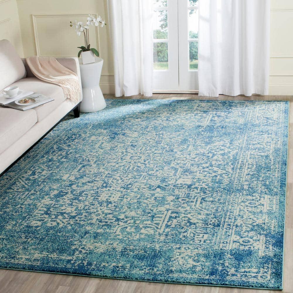Evoke EVK256 Power Loomed Area Rug - Blue/Ivory - 10'x14' - Safavieh.