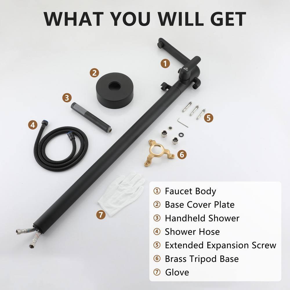 mondawe Single Handle Floor Mounted Freestanding Tub Filler with Diverter MDLT0054-BN