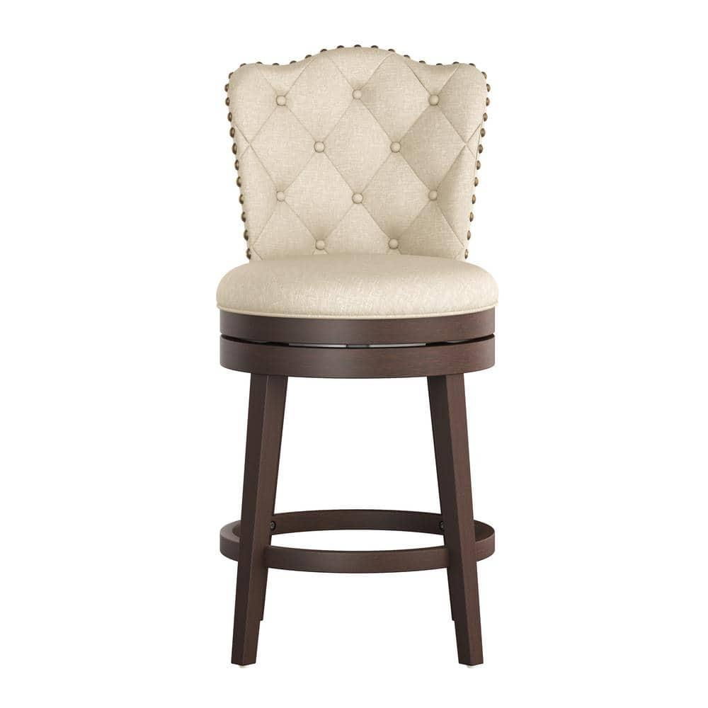 Hillsdale Furniture Edenwood Swivel Counter Height Barstool Cream: Matte Finish, Upholstered, Wood Legs