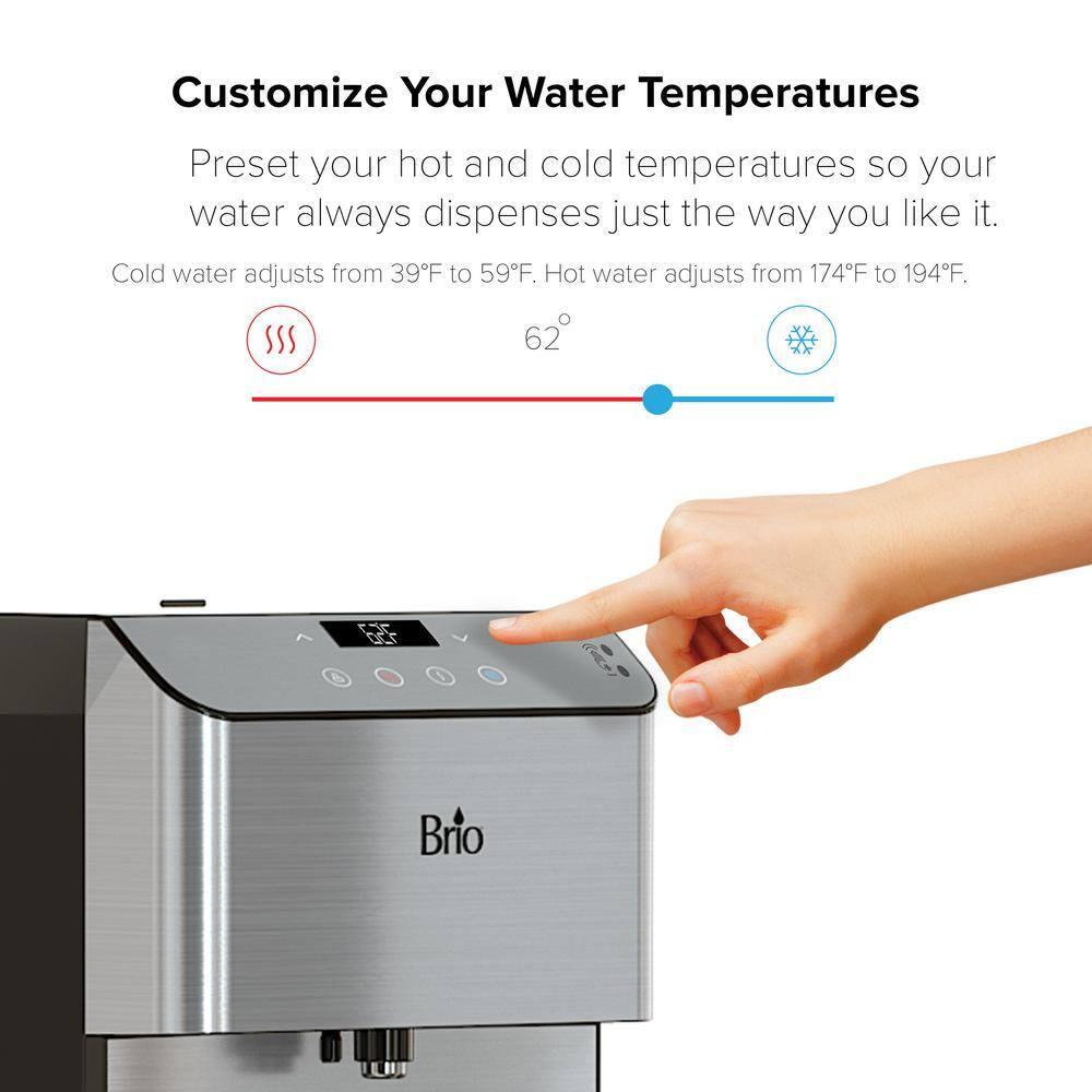 Brio 3-Stage Filtration Water Countertop Dispenser Tri-Temp Digital, Connects to your water line, Height 19.3"