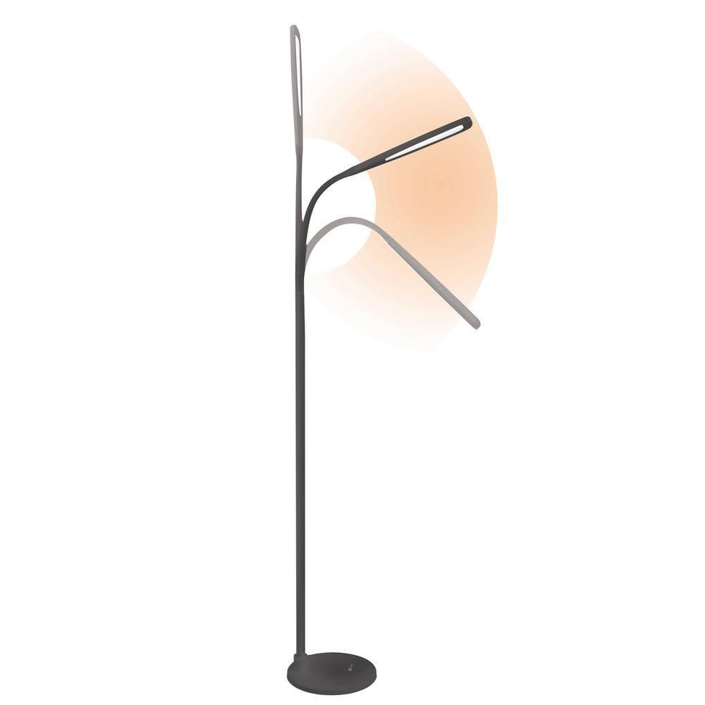 Ott-Lite OttLite Felix Adjustable Height LED Gooseneck Task Floor Lamp in Black