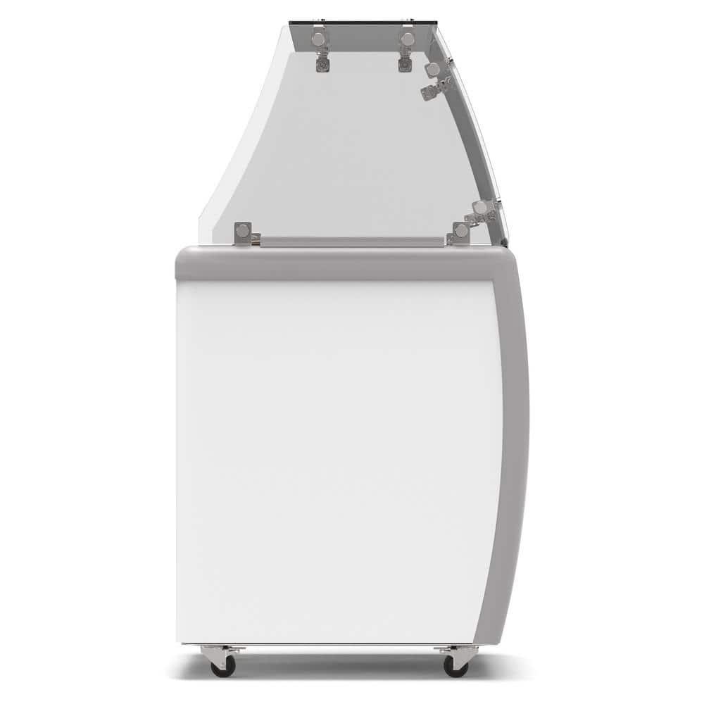 KoolMore 26 in. 4 Tub Ice Cream Dipping Cabinet Display Freezer with Sliding Glass Door and Sneeze Guard, 6 cu. ft. KM-ICD-26SD-FG.
